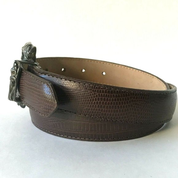 Vintage Portfolio Brown Leather Belt Cowgirl Crocodile Womens Size S M  Made USA - Picture 11 of 11